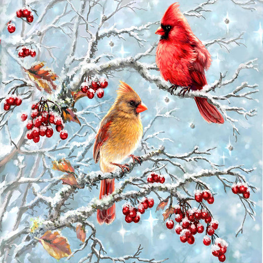 Cardinal On Branch - Full Round Drill Diamond Painting 30*30CM