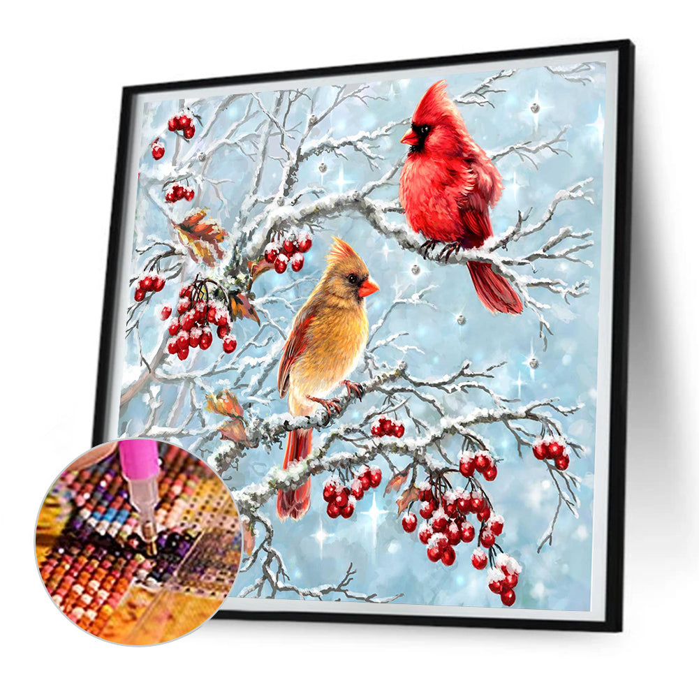 Cardinal On Branch - Full Round Drill Diamond Painting 30*30CM