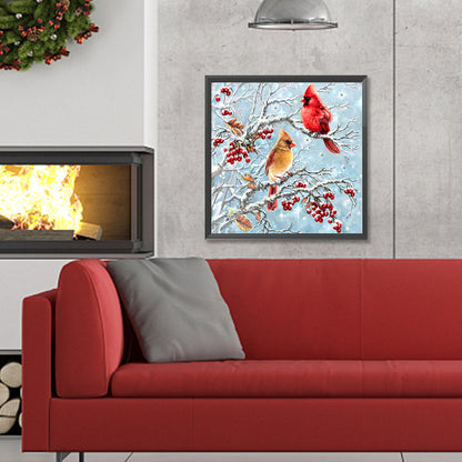 Cardinal On Branch - Full Round Drill Diamond Painting 30*30CM