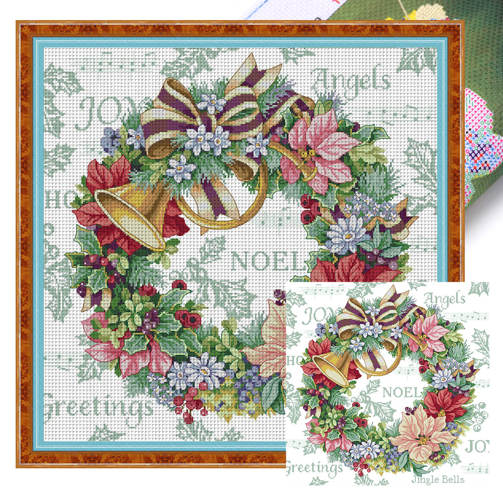 Holiday Wreath - 14CT Stamped Cross Stitch 54*54CM(Joy Sunday)