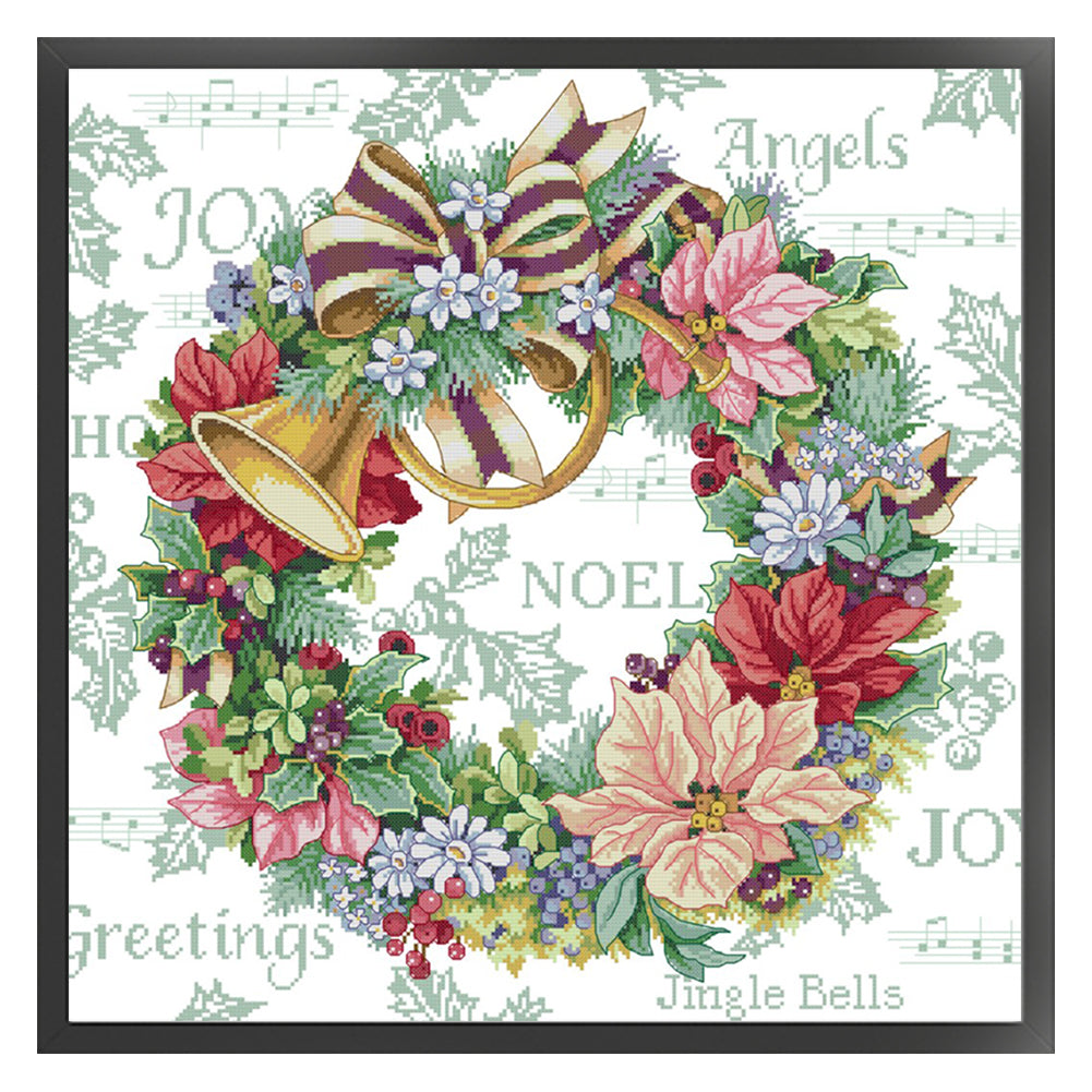 Holiday Wreath - 14CT Stamped Cross Stitch 54*54CM(Joy Sunday)