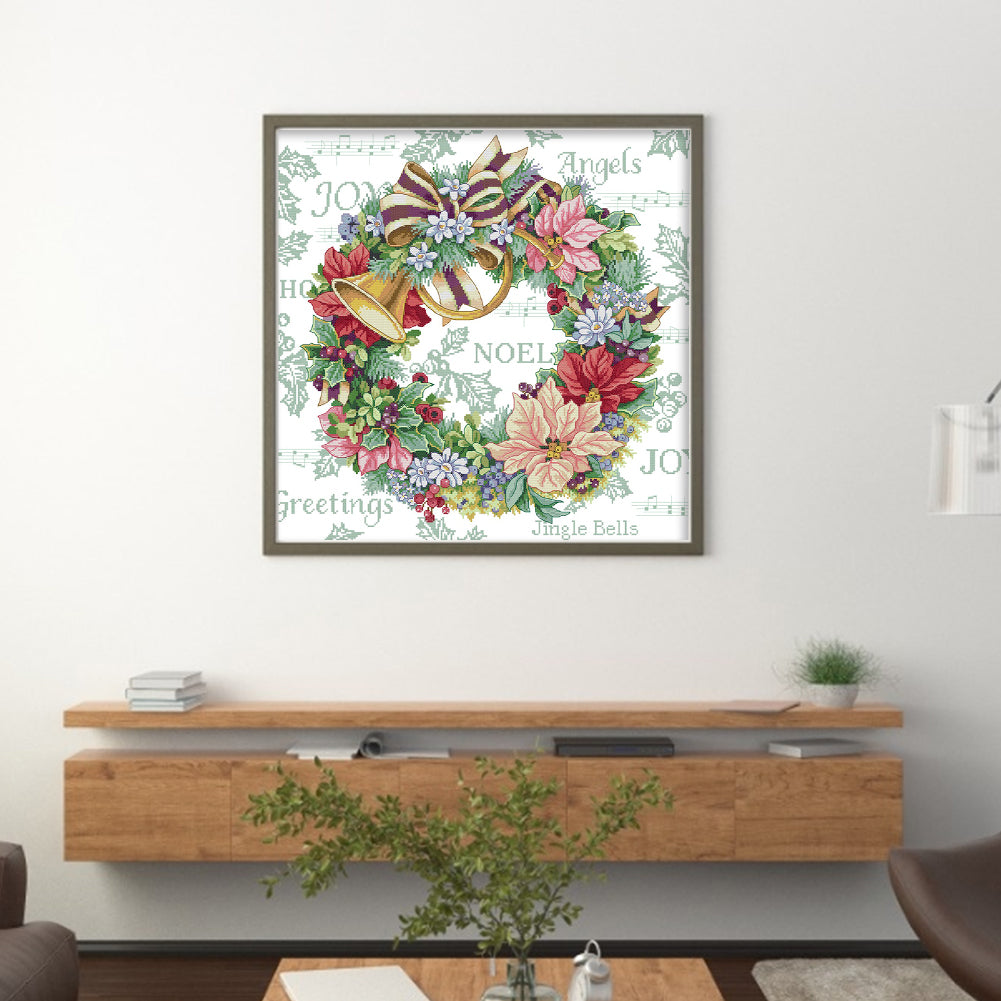 Holiday Wreath - 14CT Stamped Cross Stitch 54*54CM(Joy Sunday)