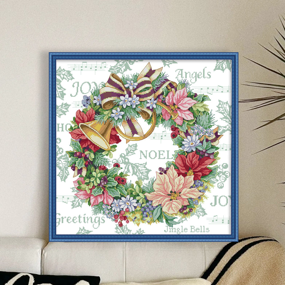 Holiday Wreath - 14CT Stamped Cross Stitch 54*54CM(Joy Sunday)