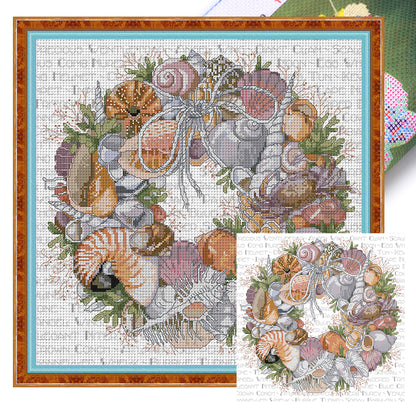 Conch Garland - 14CT Stamped Cross Stitch 44*44CM(Joy Sunday)