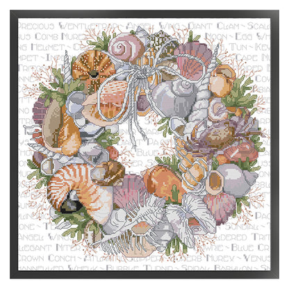 Conch Garland - 14CT Stamped Cross Stitch 44*44CM(Joy Sunday)