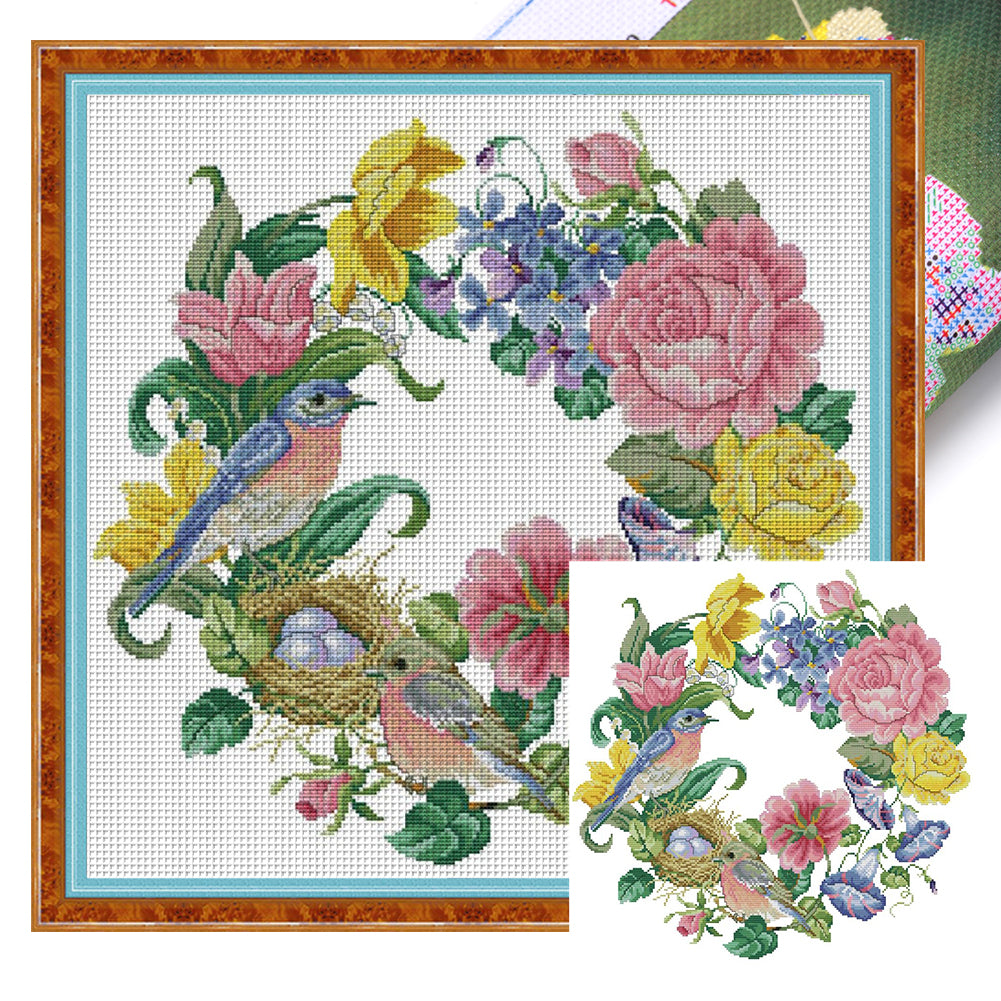 Bird Garland - 14CT Stamped Cross Stitch 50*47CM(Joy Sunday)