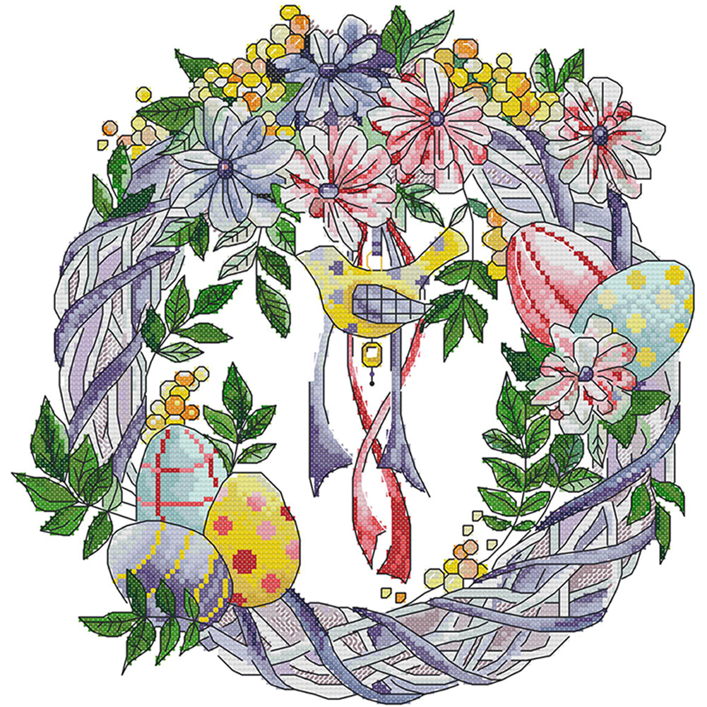 Easter Egg Garland - 14CT Stamped Cross Stitch 34*34CM(Joy Sunday)