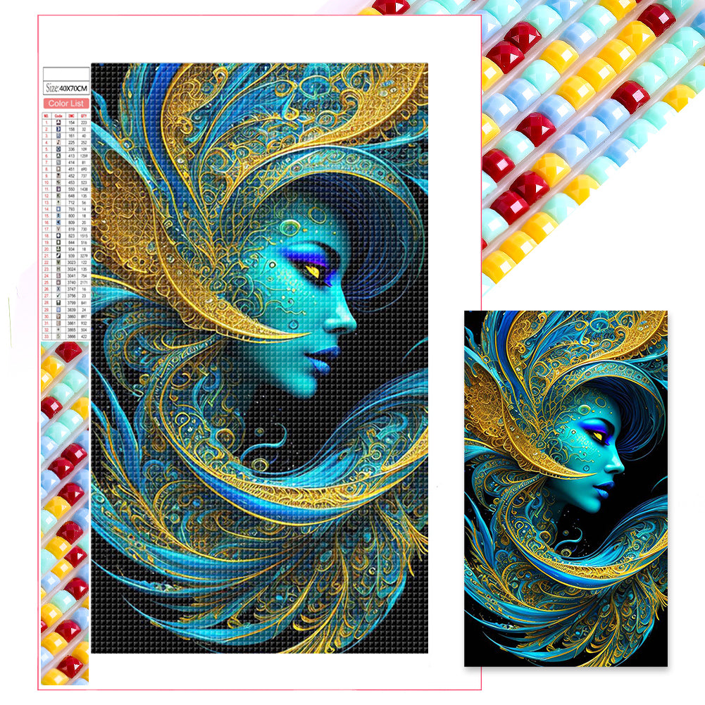 Mask Blue Beauty - Full Square Drill Diamond Painting 40*70CM
