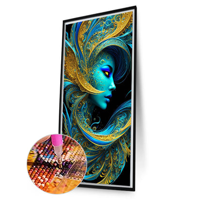 Mask Blue Beauty - Full Square Drill Diamond Painting 40*70CM