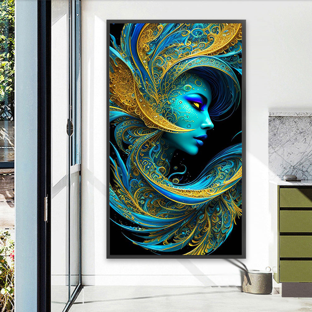 Mask Blue Beauty - Full Square Drill Diamond Painting 40*70CM