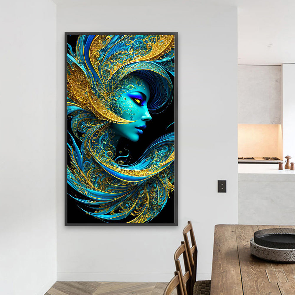 Mask Blue Beauty - Full Square Drill Diamond Painting 40*70CM