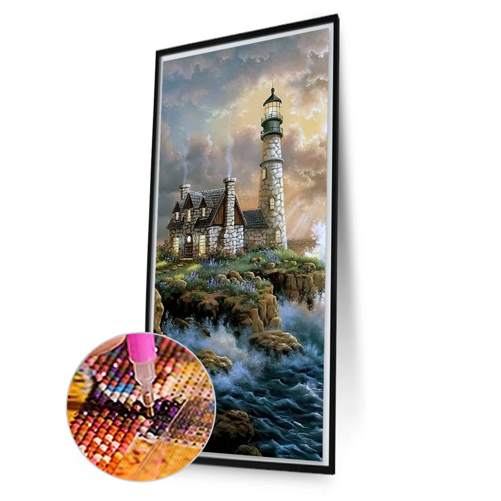 Seaside Lighthouse - Full Square Drill Diamond Painting 40*70CM