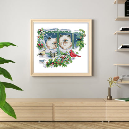 Four Seasons Kitten - 14CT Counted Cross Stitch 31*27CM(Joy Sunday)