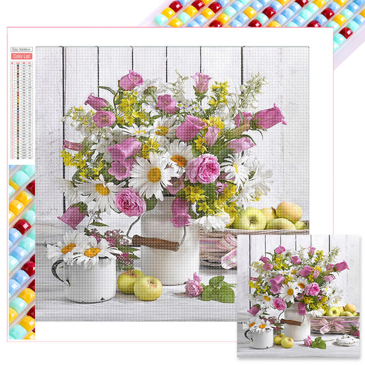 Vase On The Dining Table - Full Square Drill Diamond Painting 50*50CM