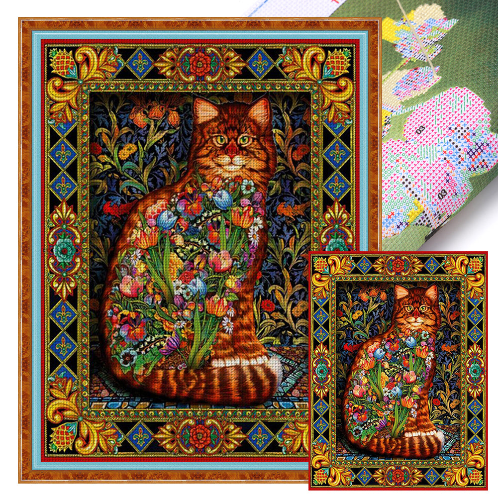 Retro Cat - 18CT Stamped Cross Stitch 45*60CM