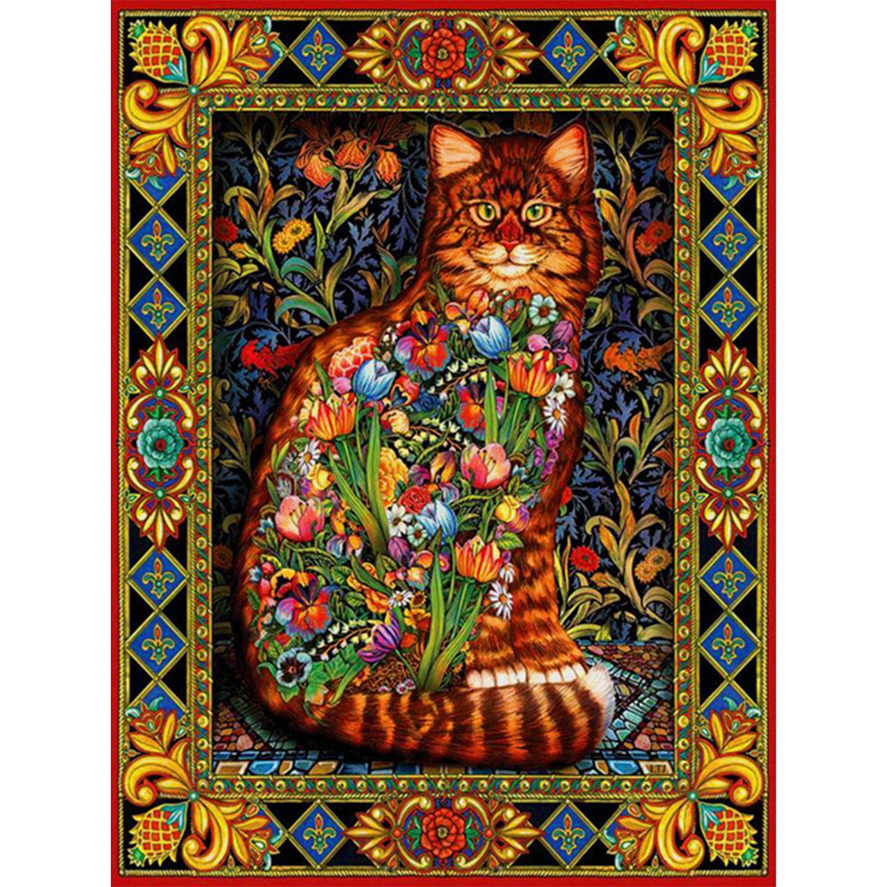 Retro Cat - 18CT Stamped Cross Stitch 45*60CM