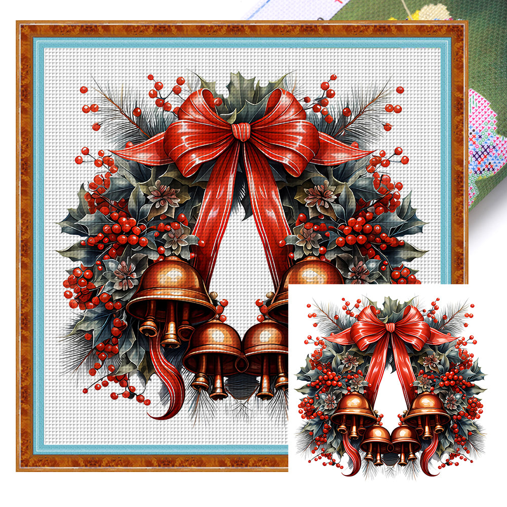 Christmas Wreath - 18CT Stamped Cross Stitch 30*30CM