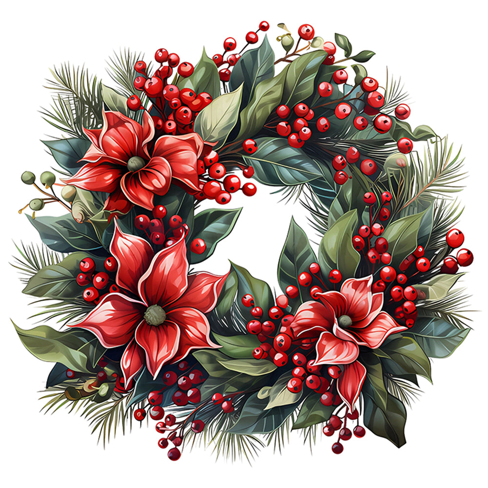 Christmas Wreath - 18CT Stamped Cross Stitch 30*30CM