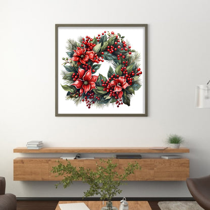 Christmas Wreath - 18CT Stamped Cross Stitch 30*30CM