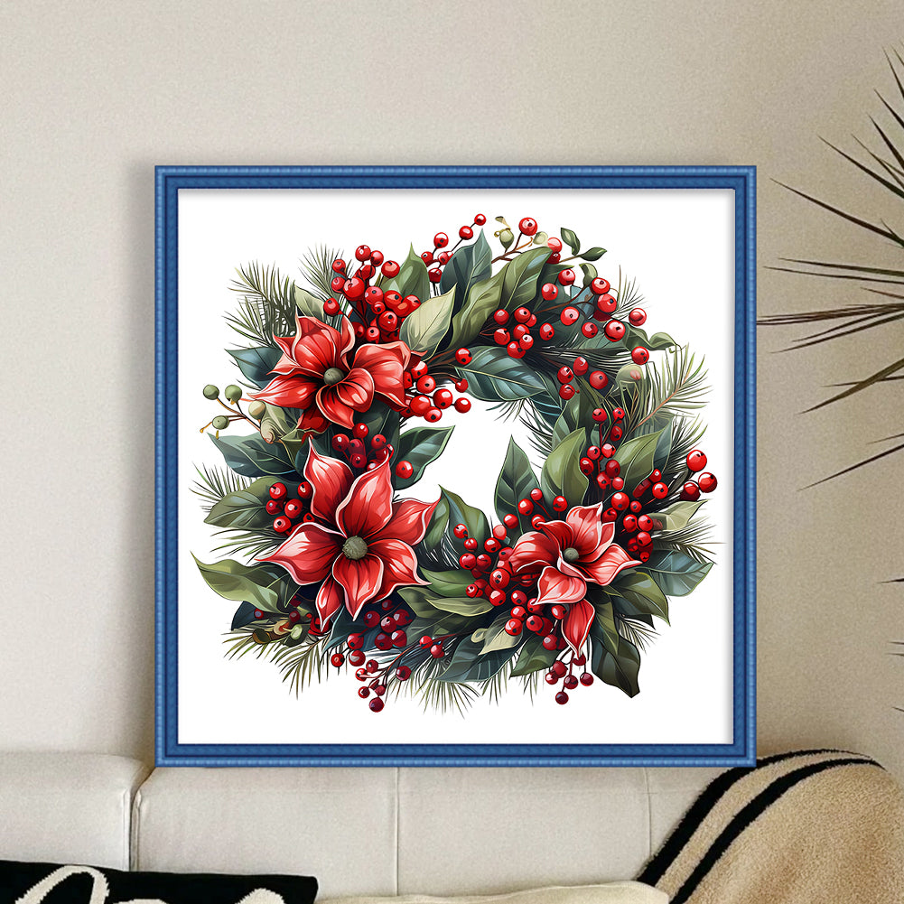 Christmas Wreath - 18CT Stamped Cross Stitch 30*30CM