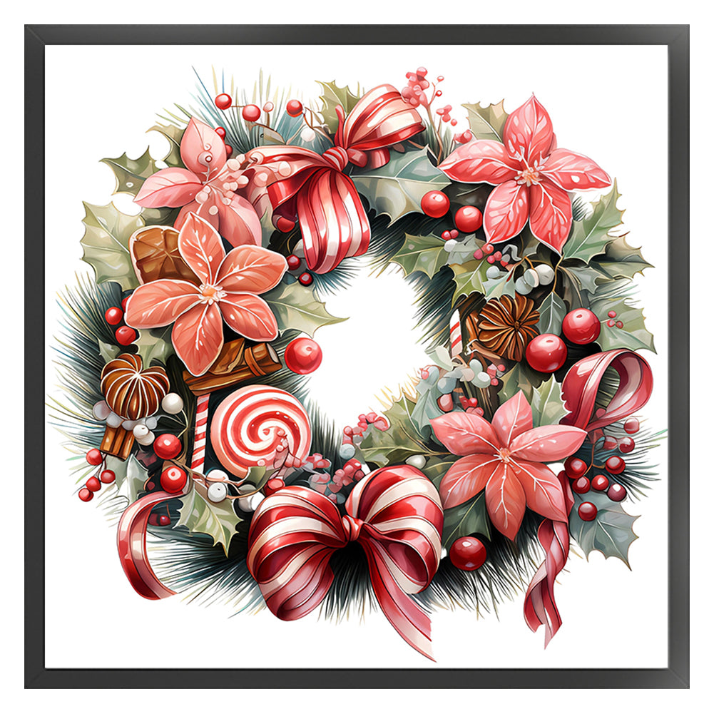 Christmas Wreath - 18CT Stamped Cross Stitch 30*30CM