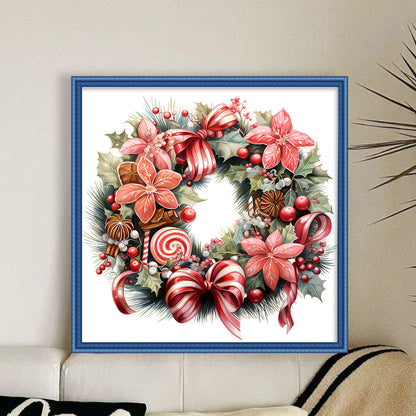 Christmas Wreath - 18CT Stamped Cross Stitch 30*30CM