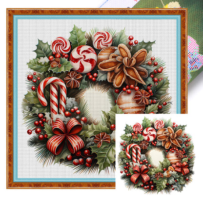 Christmas Wreath - 18CT Stamped Cross Stitch 30*30CM