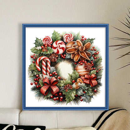 Christmas Wreath - 18CT Stamped Cross Stitch 30*30CM