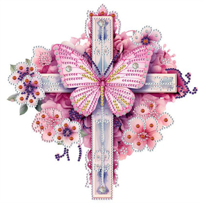 Butterfly Cross - Special Shaped Drill Diamond Painting 30*30CM