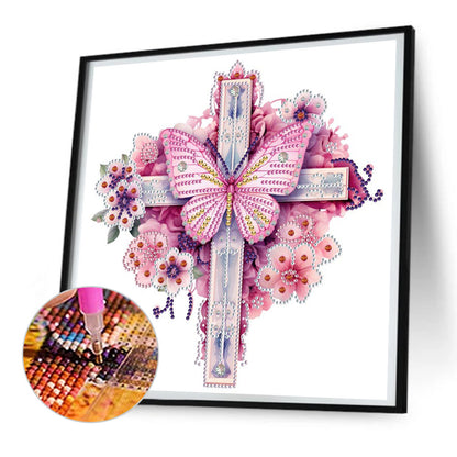 Butterfly Cross - Special Shaped Drill Diamond Painting 30*30CM