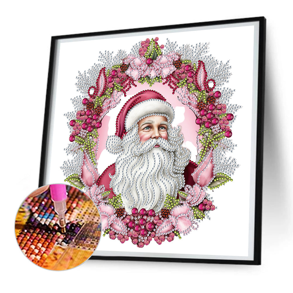 Pink Santa Claus - Special Shaped Drill Diamond Painting 30*30CM