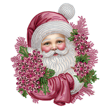 Pink Santa Claus - Special Shaped Drill Diamond Painting 30*30CM