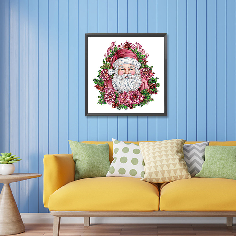 Pink Santa Claus - Special Shaped Drill Diamond Painting 30*30CM