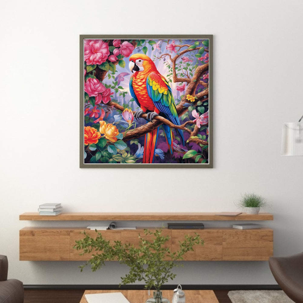 Flowers And Birds - 18CT Stamped Cross Stitch 40*40CM