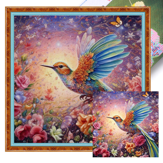 Flowers And Birds - 18CT Stamped Cross Stitch 40*40CM