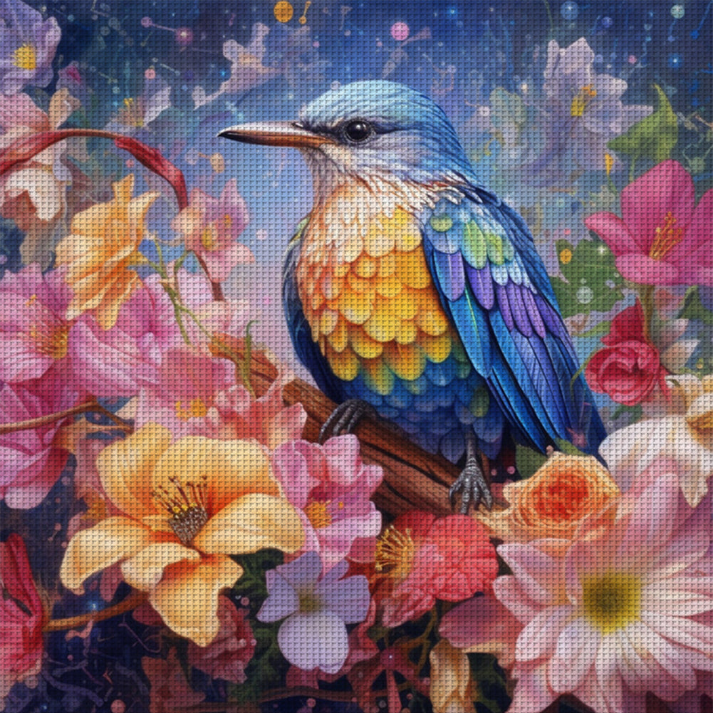 Flowers And Birds - 18CT Stamped Cross Stitch 40*40CM