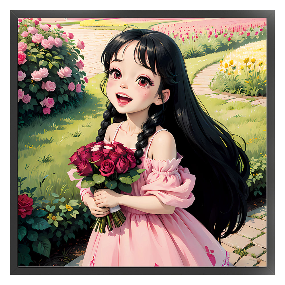 Rose Girl - 11CT Stamped Cross Stitch 50*50CM