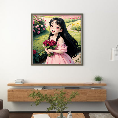 Rose Girl - 11CT Stamped Cross Stitch 50*50CM