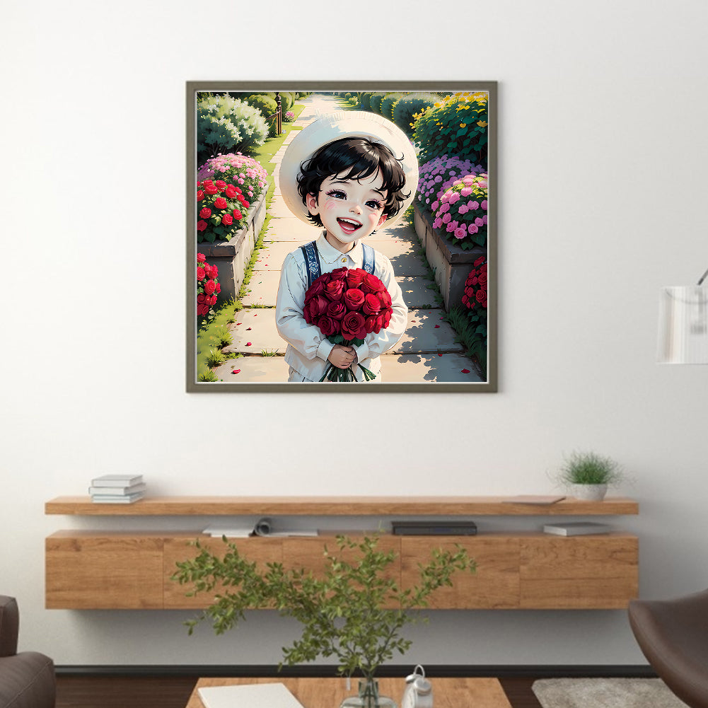 Rose Boy - 11CT Stamped Cross Stitch 50*50CM