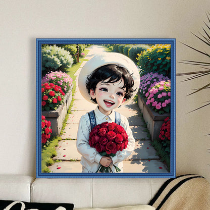 Rose Boy - 11CT Stamped Cross Stitch 50*50CM