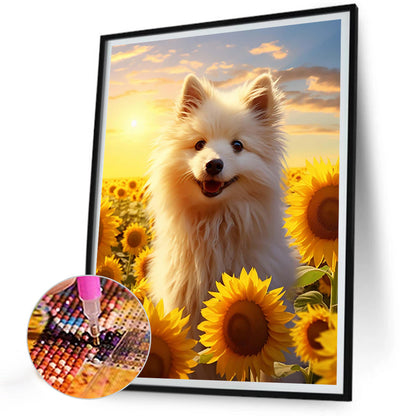 Sunflower Dog - Full Round Drill Diamond Painting 30*40CM