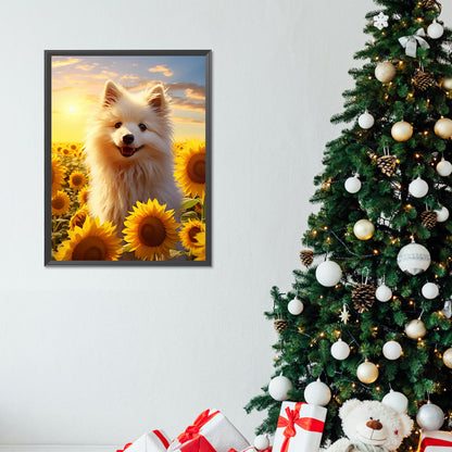 Sunflower Dog - Full Round Drill Diamond Painting 30*40CM