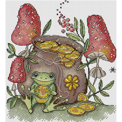 Frog'S Treasure - 14CT Stamped Cross Stitch 22*27CM(Joy Sunday)