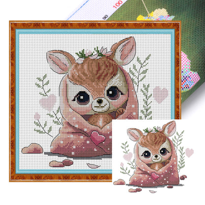 Deer - 14CT Stamped Cross Stitch 29*27CM(Joy Sunday)