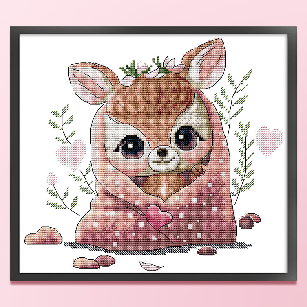 Deer - 14CT Stamped Cross Stitch 29*27CM(Joy Sunday)