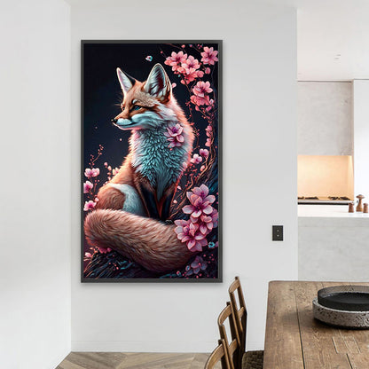 Peach Blossom Fox - Full Square Drill Diamond Painting 40*70CM