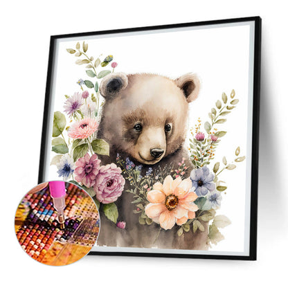 Garland Brown Bear - Full Round Drill Diamond Painting 30*30CM