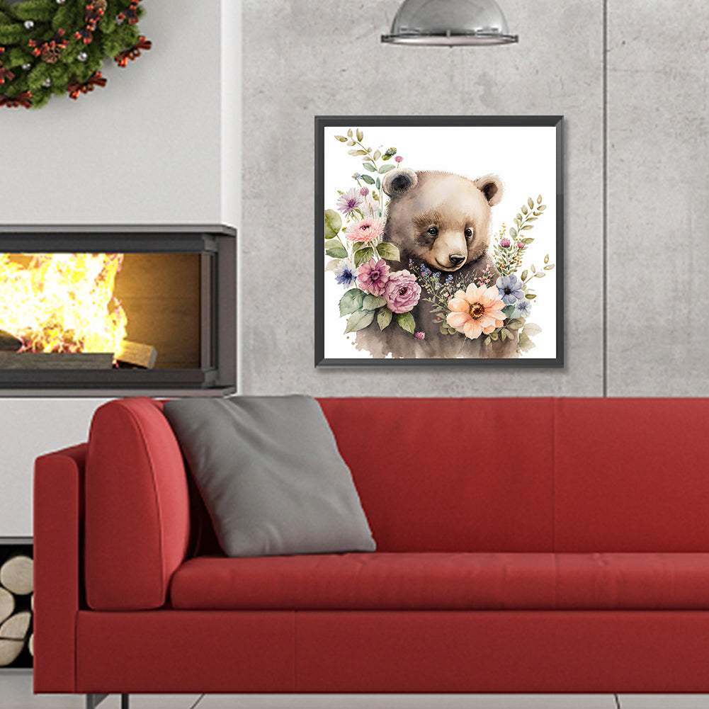 Garland Brown Bear - Full Round Drill Diamond Painting 30*30CM