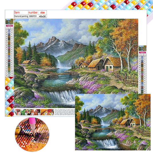 Waterfall Country - Full Square Drill Diamond Painting 40*30CM