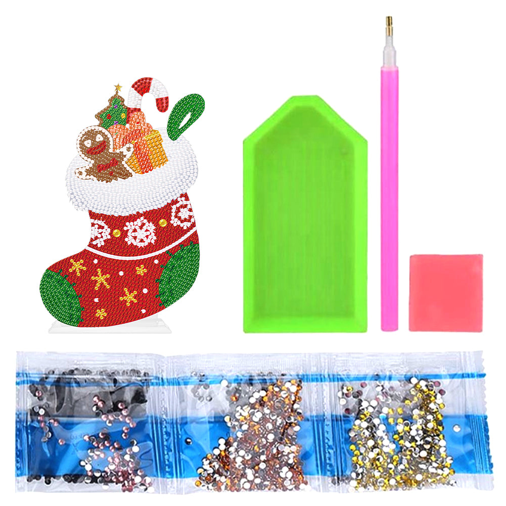 Desktop Round Diamond Painting Ornament Acrylic Xmas Stocking (#1)